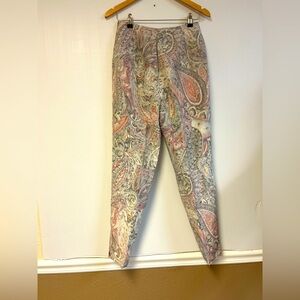 Dana Buchman Socialite Paisley Print Trousers Waist Vintage Slim Fit Boho‎ Pant